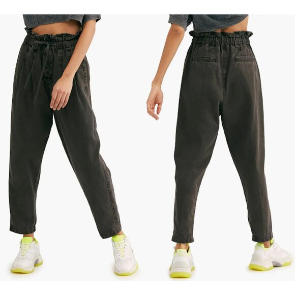 Free People Margate Pleated Black Trousers Size M - Picture 1 of 10